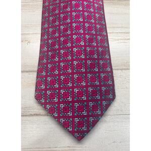 Magenta and Gray Modern Design Ventura 100% Silk Tie EUC